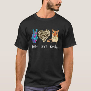T-shirt Gerbil Love Peace Leopard Heart Desert Rodent Anim