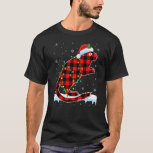T-shirt Gerbil Noël Santa Chapeau mignon Animaux Noël Lumi