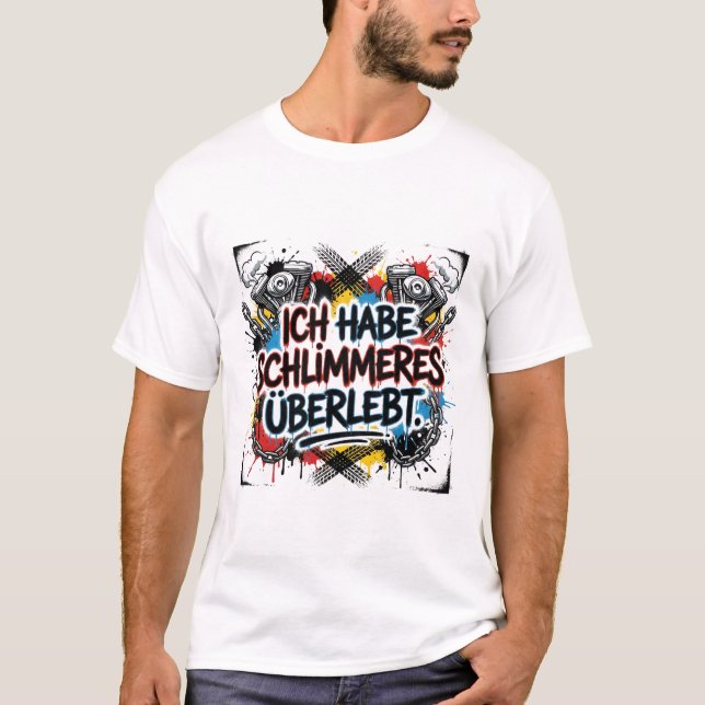 T-shirt German biker quote – colorful graffiti (Devant)