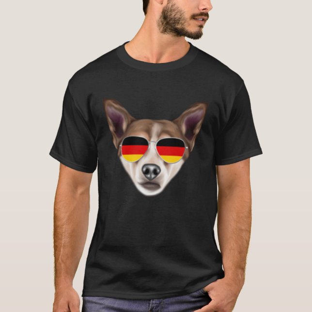 T-shirt German Flag Norwegian Lundehund Dog Germany Pocket (Devant)