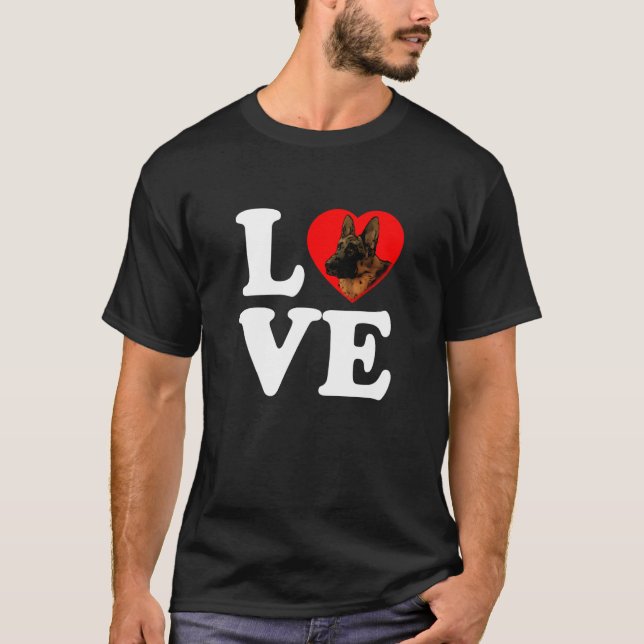 T-shirt German Sheherd Fog GSD Love Heart (Devant)