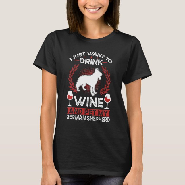 T-shirt German Shepherd And Wine 1 (Devant)