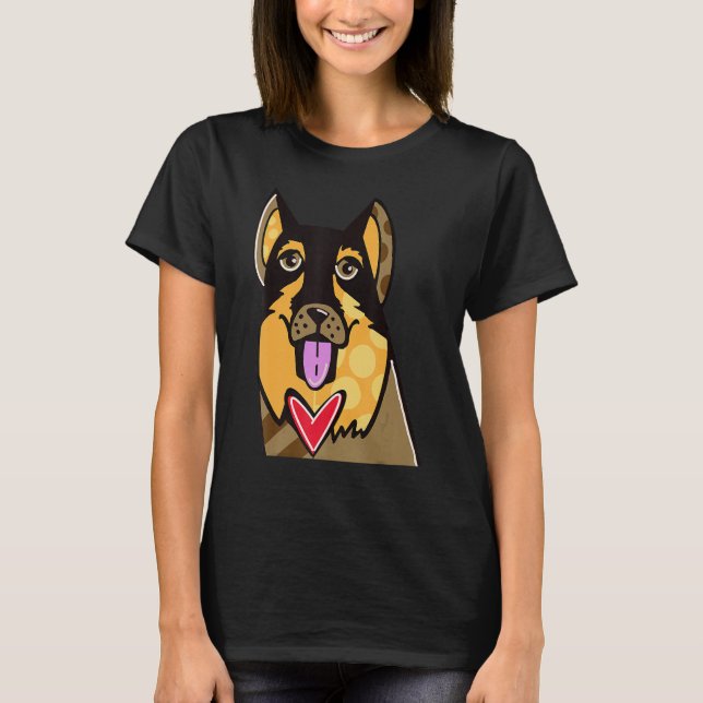 T-shirt German Shepherd Cute Dog (Devant)