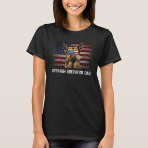 T-shirt German Shepherd Dad American Dog Us Flag 4th of Ju