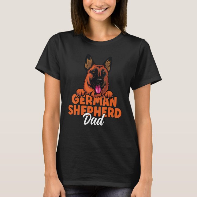 T-shirt German Shepherd Dad Red and Black German Shepherd  (Devant)