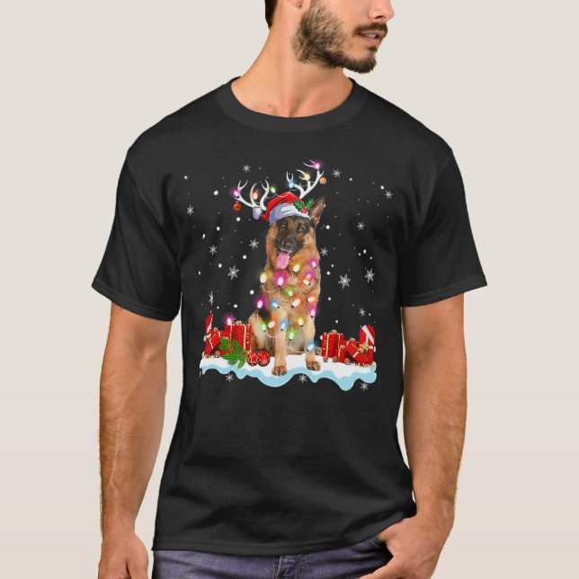 T-shirt German shepherd Dogs Tree Christmas Sweater Xmas F (Devant)