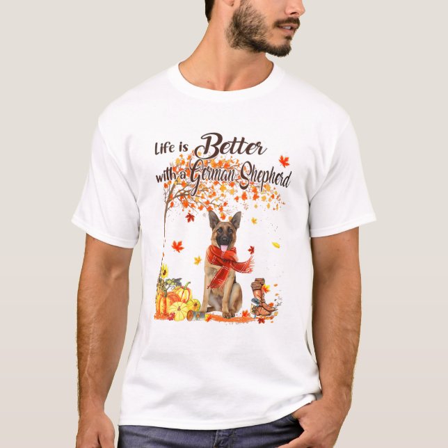 T-shirt German Shepherd Maple Tree (Devant)
