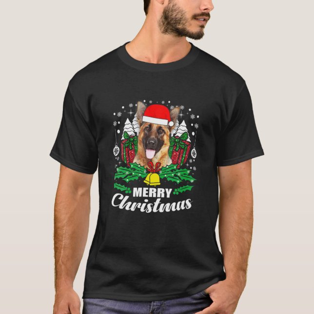 T-shirt German-Shepherd Merry Christmas Dog Lover Gift (Devant)