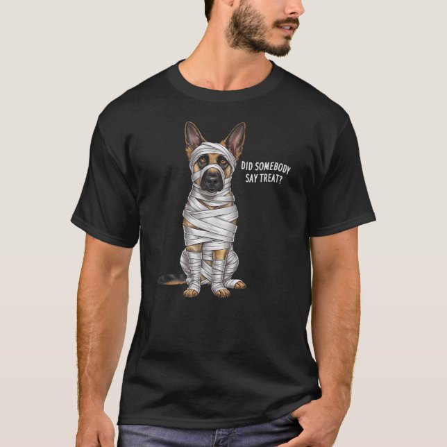 T-shirt German Shepherd Mummy Halloween Dog (Devant)