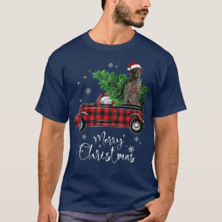 T-shirt German Shorthred Pointer Ride Red Truck Christma