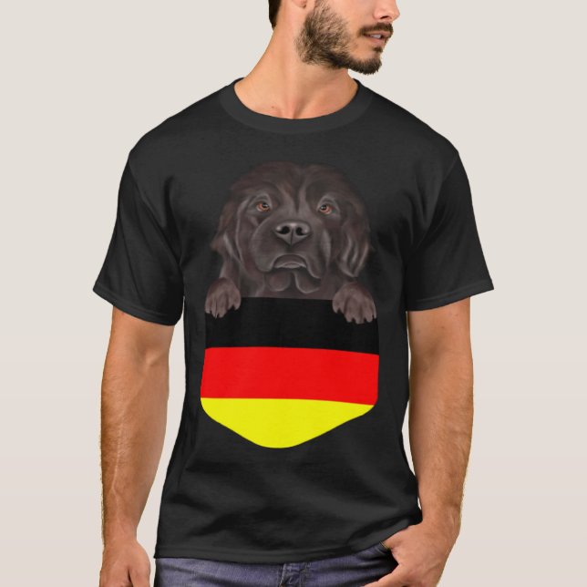 T-shirt Germany Flag Newfoundland Dog In Pocket (Devant)