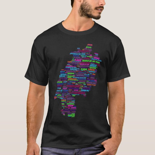 T-shirt Germany Range Map Hessen States (Devant)
