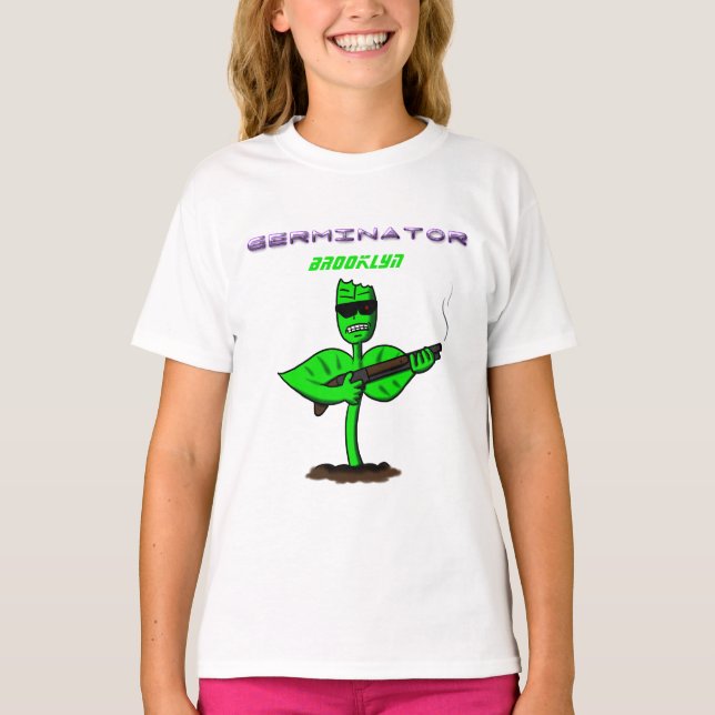 T-shirt Germinator cyborg plante dessin humoristique (Devant)