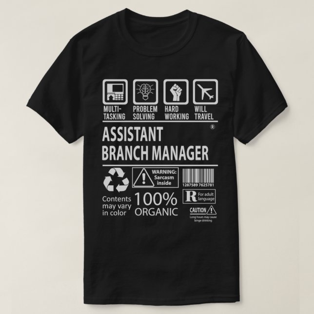 T-shirt Gestionnaire de succursale adjoint 1 (Design devant)