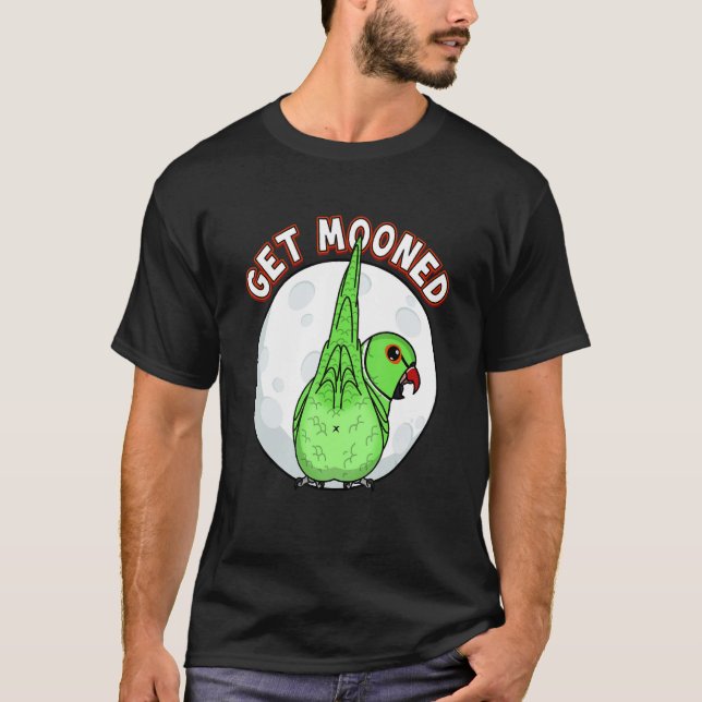 T-shirt Get Mooned I Parrot Underfluffies I Green Indian R (Devant)
