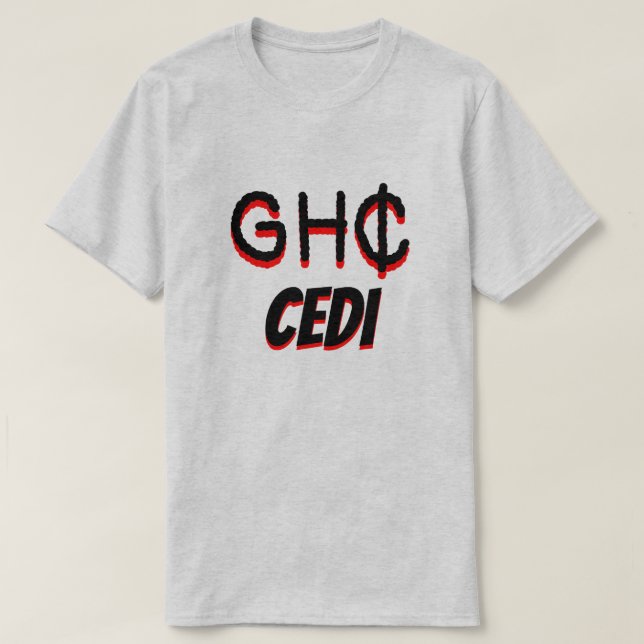 T-shirt GH ₵ ghanéen cedi gris (Design devant)