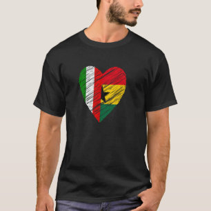 T-shirt Ghana Italie Coeur Drapeau italien Drapeau ghanéen