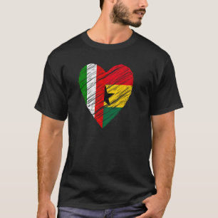 T-shirt Ghana Italie Coeur Drapeau italien Drapeau ghanéen