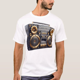 T-shirt Ghetto Blaster Gold 80'S 90'S Old School Rap Hip