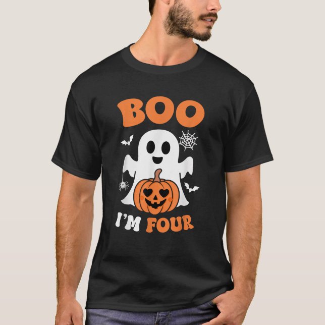 T-shirt Ghost Boo I m Four Year 4th Birthday Boys Hallowee (Devant)