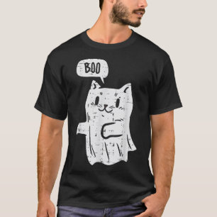 T-shirt Ghost Cat Boo Halloween Animal Animaux Animaux Hom
