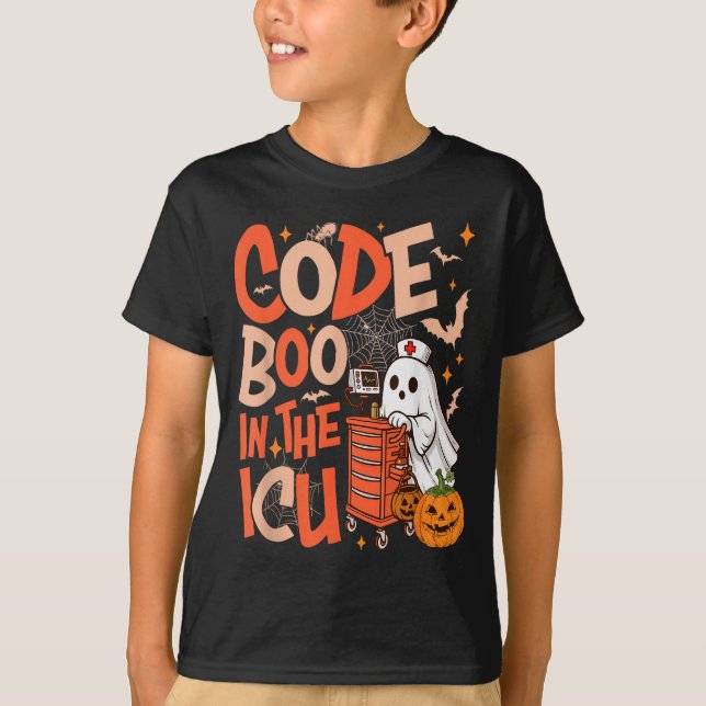 T-shirt Ghost Code Boo In The Icu Nursing Nurse Halloween  (Devant)