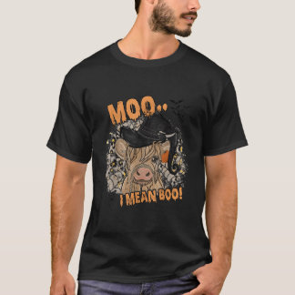 T-shirt Ghost Cow Moo I Mean Boo Pumpkin Moon Halloween
