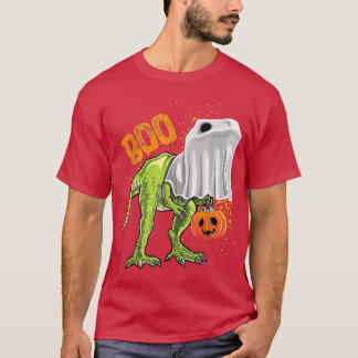 T-shirt Ghost Dinosaur T rex Funny Boo Halloween Boys Men 