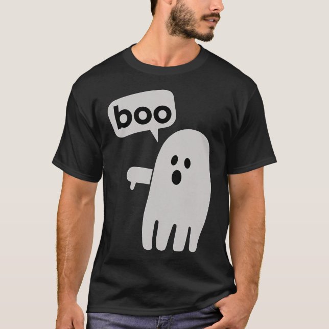 T-shirt Ghost Dit Boo Désapprouver Les Pouces Dans La Sall (Devant)