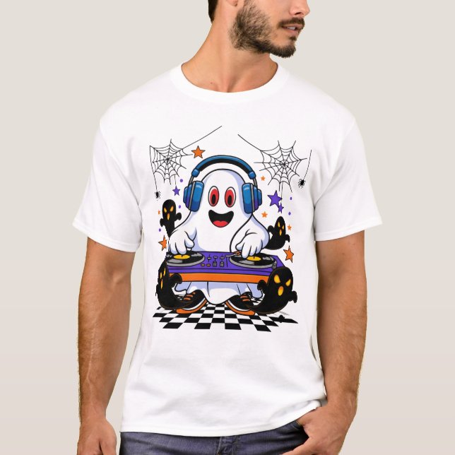 T-shirt Ghost DJ Halloween Design (Devant)