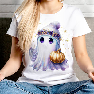 T-shirt Ghost Halloween Cute Lavendar Purple Bougie