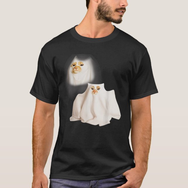 T-shirt Ghost Kitten Meme Ghost Cat Funny Wizard Cat Hallo (Devant)