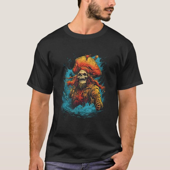 T-shirt Ghost Pirate Captain by Haunted Horror Halloween 1 (Devant)