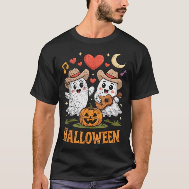 T-shirt Ghost Playing Guitar For Halloween Lovers  (Devant)