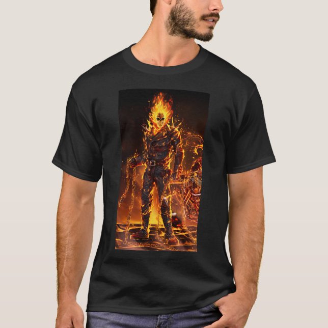 T-shirt Ghost Rider The Fire Man Belles Hot Designs   (Devant)