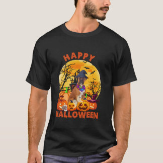 T-shirt Ghost Scary Citrouille Lune sorcière Chien de boxe