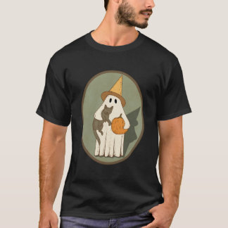 T-shirt Ghost vintage avec Halloween Chat Graphique
