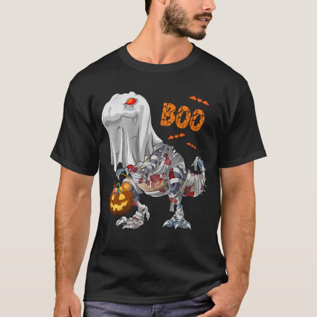 T-shirt Ghost Zombie Mummy Dinosaur Boo Citrouille Hallowe (Devant)