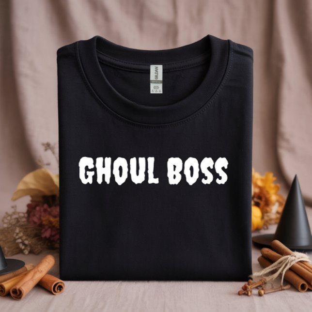 T-shirt Ghoul Boss typographie blanche halloween (Créateur téléchargé)