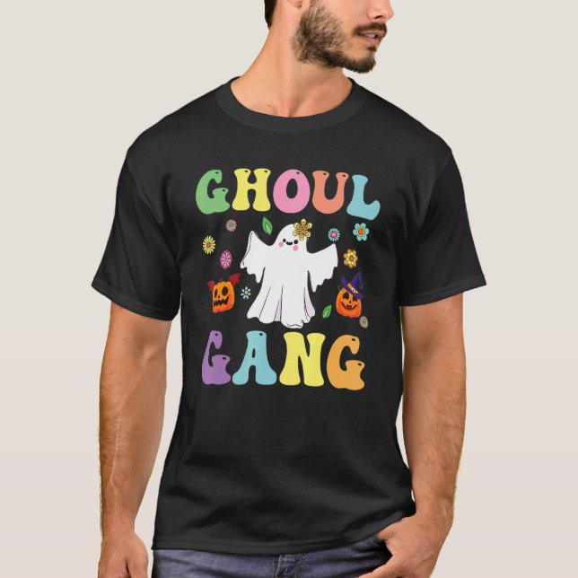 T-shirt Ghoul Gang Groovy Hey Boo Pumpkin Boo Crew Hallowe (Devant)