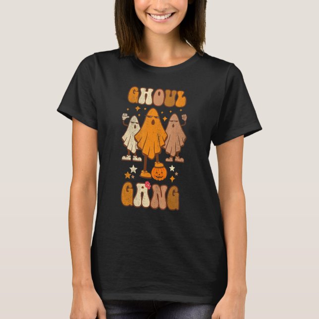 T-shirt Ghoul Gang Groovy Hey Boo Pumpkin Boo Crew Spooky  (Devant)