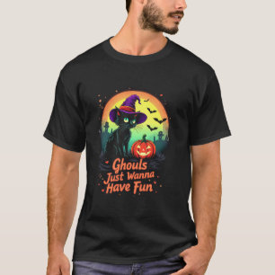 T-shirt Ghouls veut juste s'amuser Halloween femmes chat a