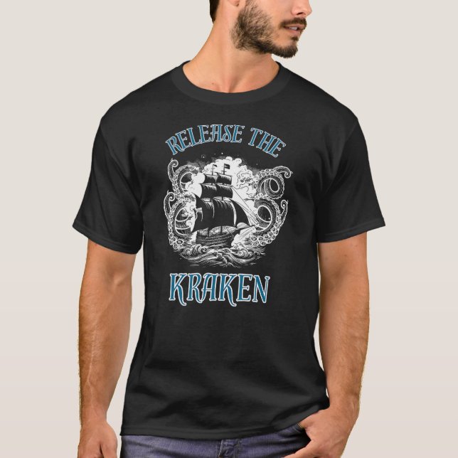 T-shirt Giant Octopus, Release The Kraken Pirate Ship (Devant)