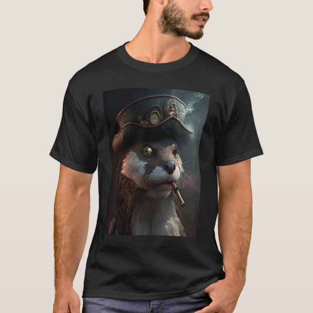 T-shirt Giant River Otter Cool Otter Pirate (Devant)