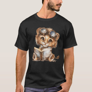 T-shirt Gif d'animaux mignons lisant en aquarelle