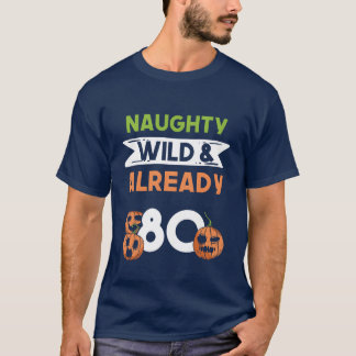 T-shirt Gift 80 years birthday women Halloween Pumpkin vin