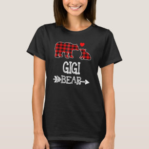 T-shirt Gigi Bear Red Buffalo Plaid Grand-mère Bear Pajama