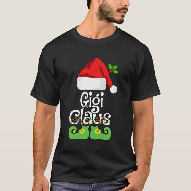 T-shirt Gigi Claus Famille Correspondant Grand-mère Claus  (Devant)