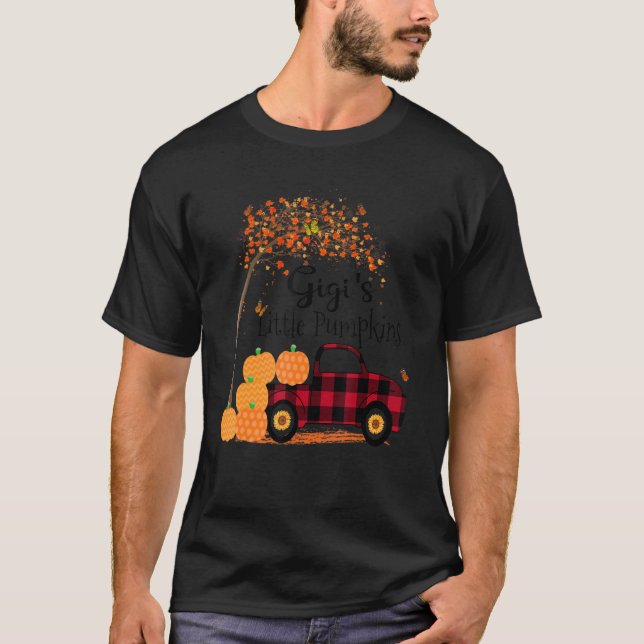 T-shirt Gigi S Petit Camion Rouge Citrouille Art Automne (Devant)