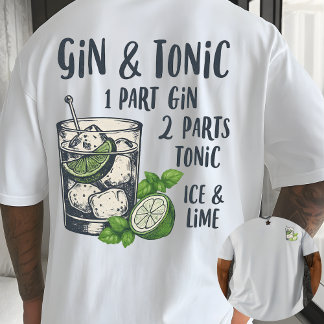 T-shirt Gin and Tonic Recipe Vintage Cocktail Illustration